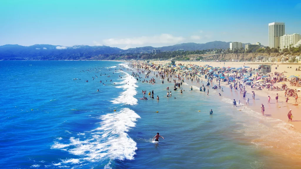 a beach in Santa Monica, as featured in Villa Pereire’s wine blog on wine and 1% for the Planet